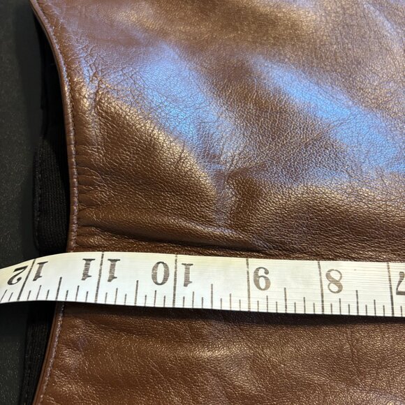 Cache Genuine Leather Pants Brown & Black Women’s Size 4 Straight Leg - Picture 10 of 12